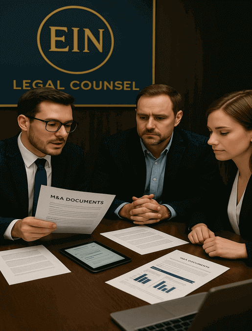 Legal advisor explaining business deal documents to clients